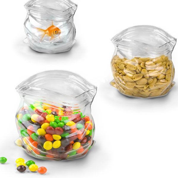 Glass Bowl in the Shape of a Ziploc Baggie